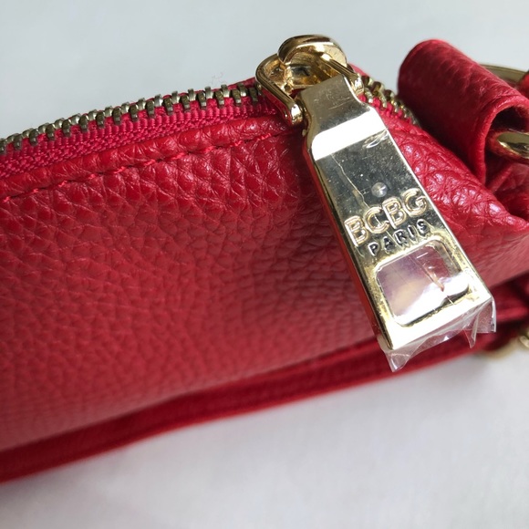 NWOT-BCBG Paris Red Crossbody w/ Removable Strips - Picture 5 of 9